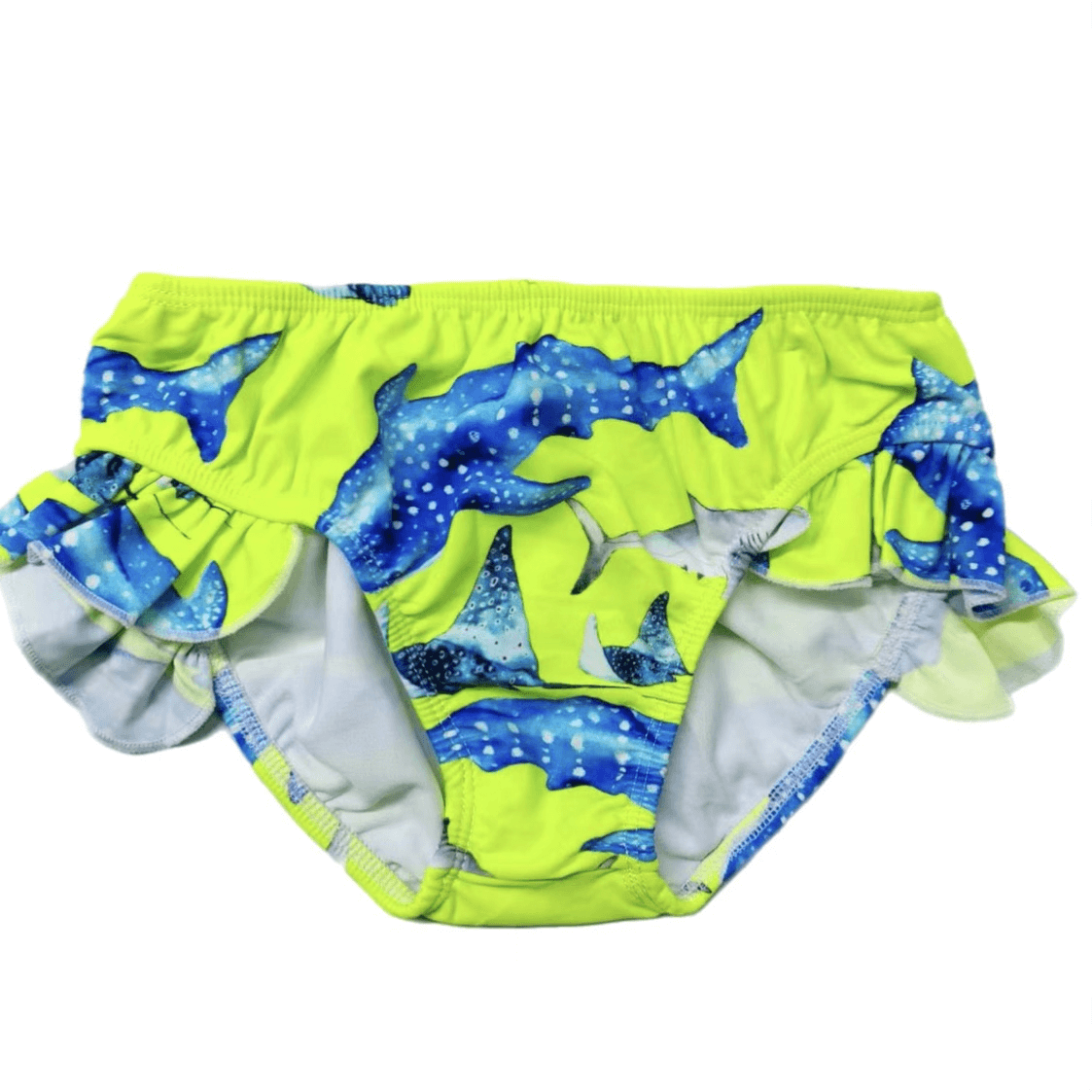 Fluro Green Sharks Frill Swim Bottoms Cheeky Chickadee Store