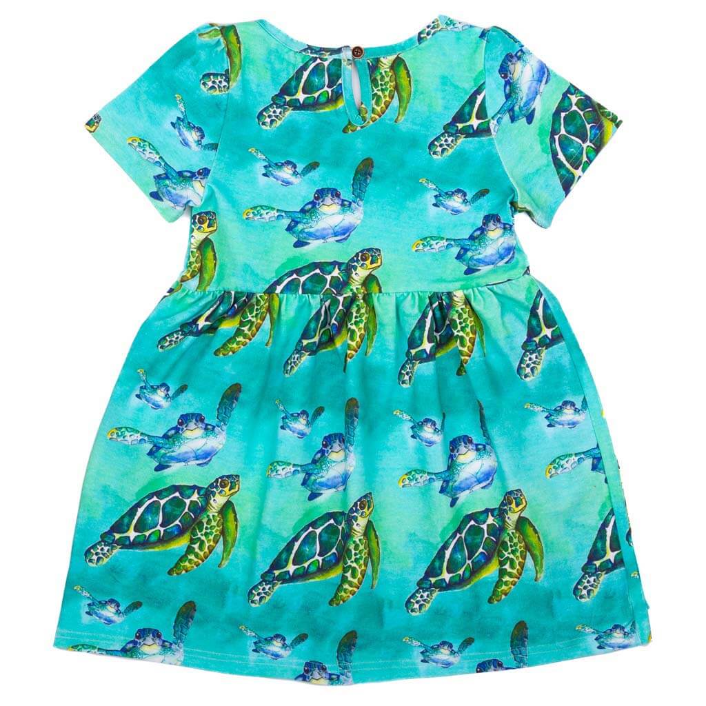 Blue Turtle Short Sleeve Pocket Dress Back Product
