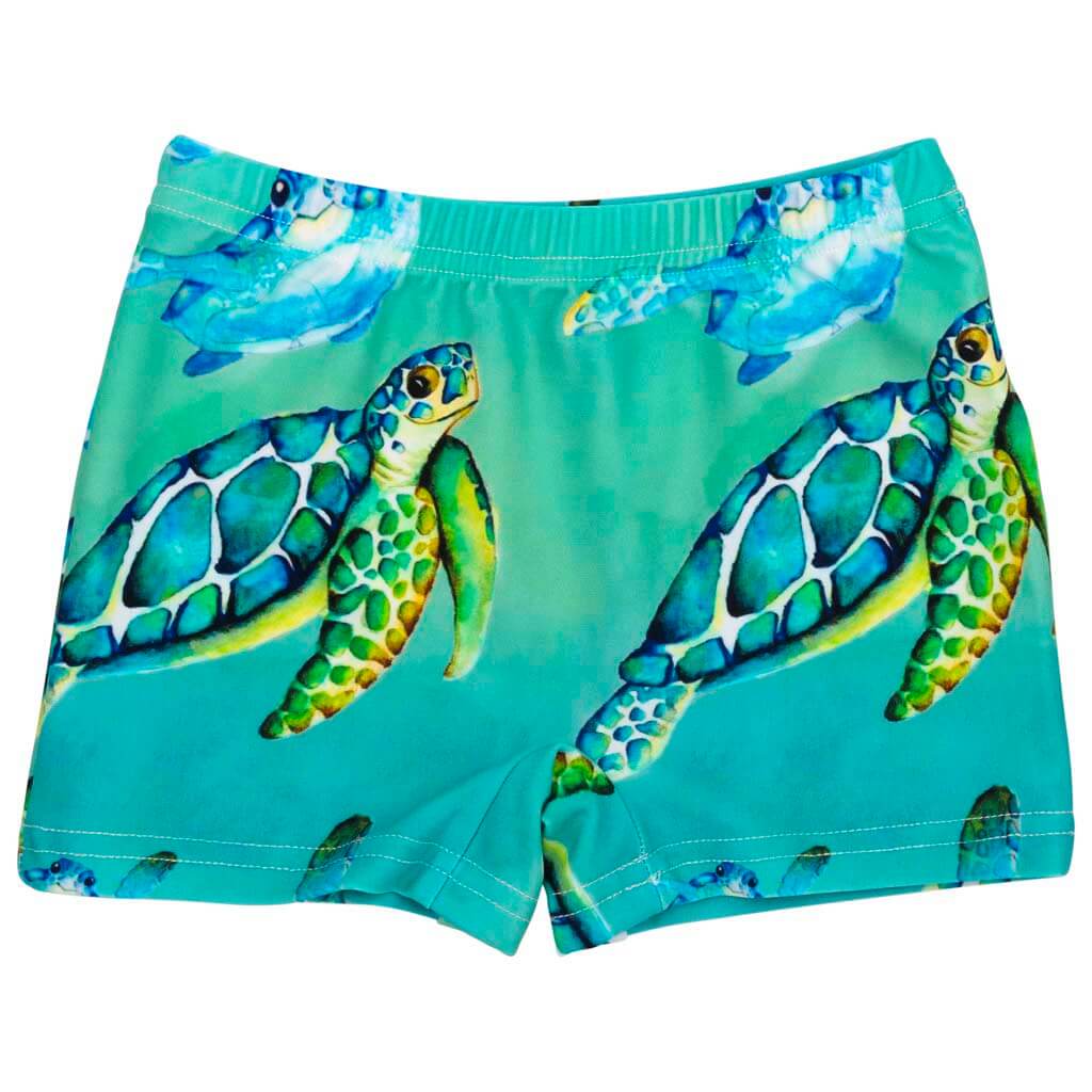 Blue Turtle Swim Shorts Front Product