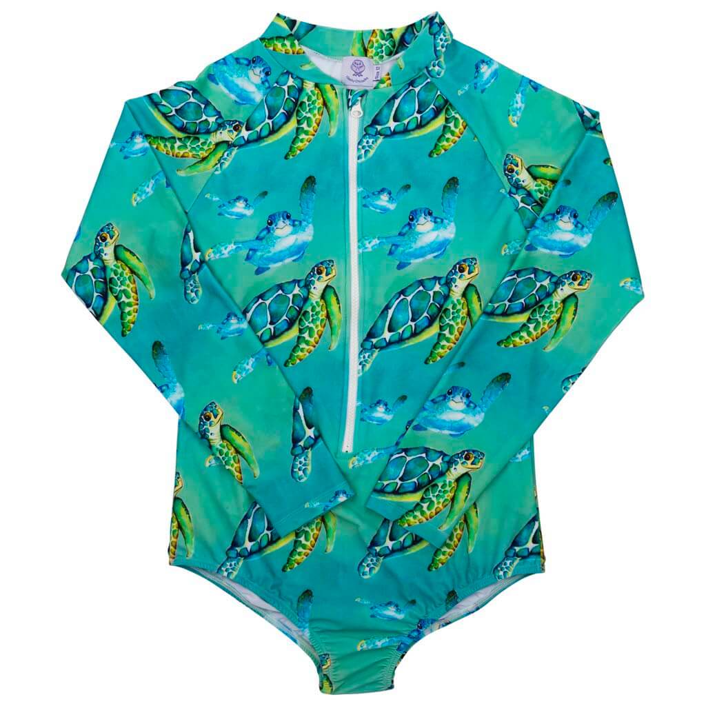 Blue Turtle Women's Long Sleeve Zip Swimmers Front Product