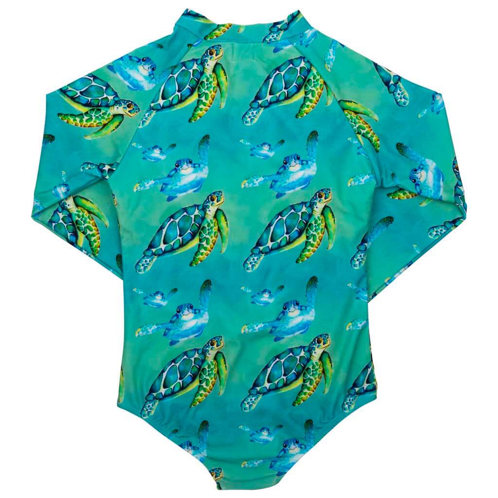 Blue Turtle Women's Long Sleeve Zip Swimmers Back Product