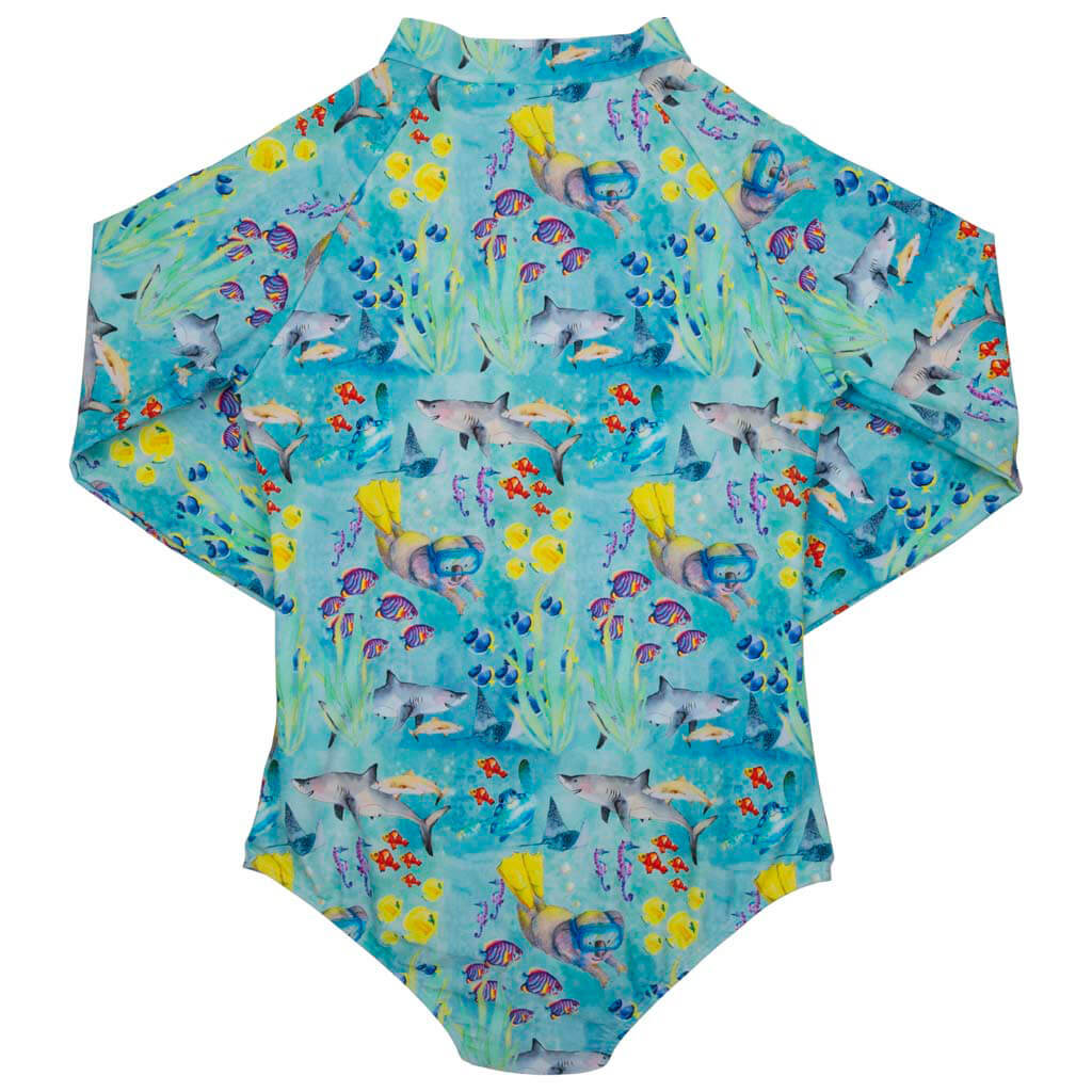 Great Barrier Reef Women's Long Sleeve Zip Swimmers Back Product