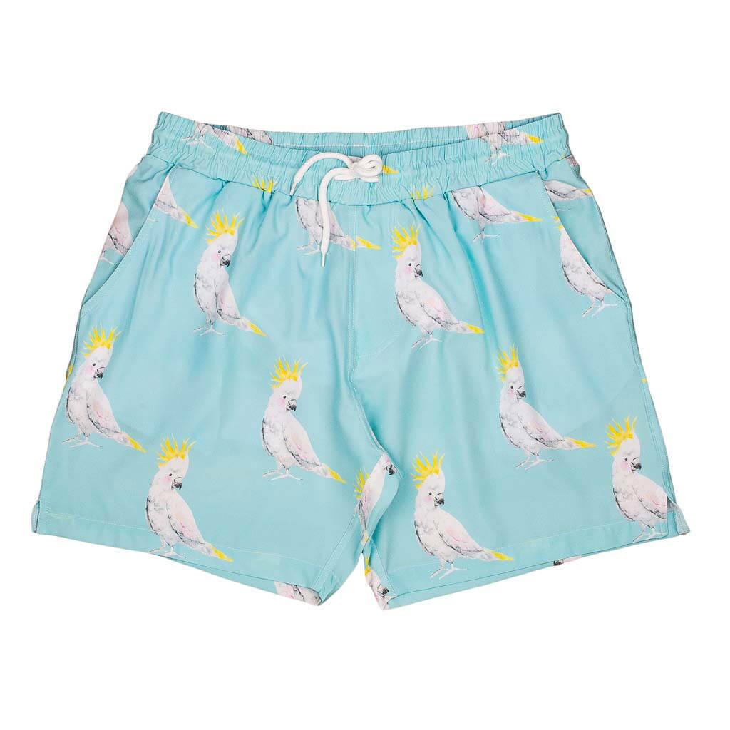 Men's Clothing Boardshorts Green Cockatoo Cheeky Chickadee Store