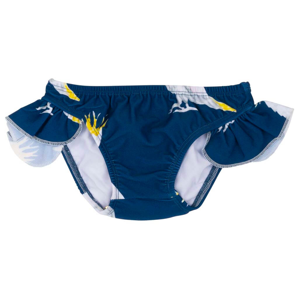 Navy Cockatoo Frill Swim Bottoms Front Product