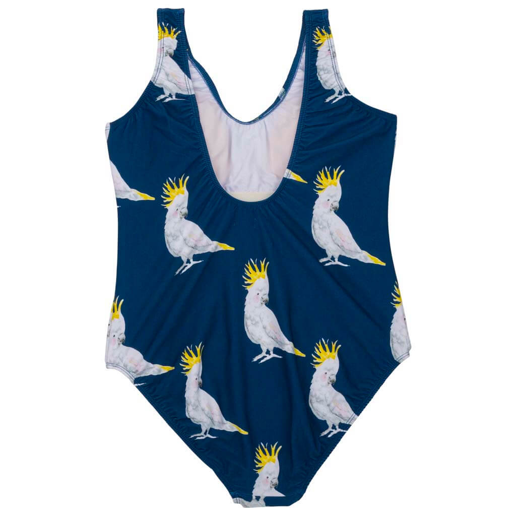 Navy Cockatoo Women's One Piece Sleeveless Swimmers Back Product