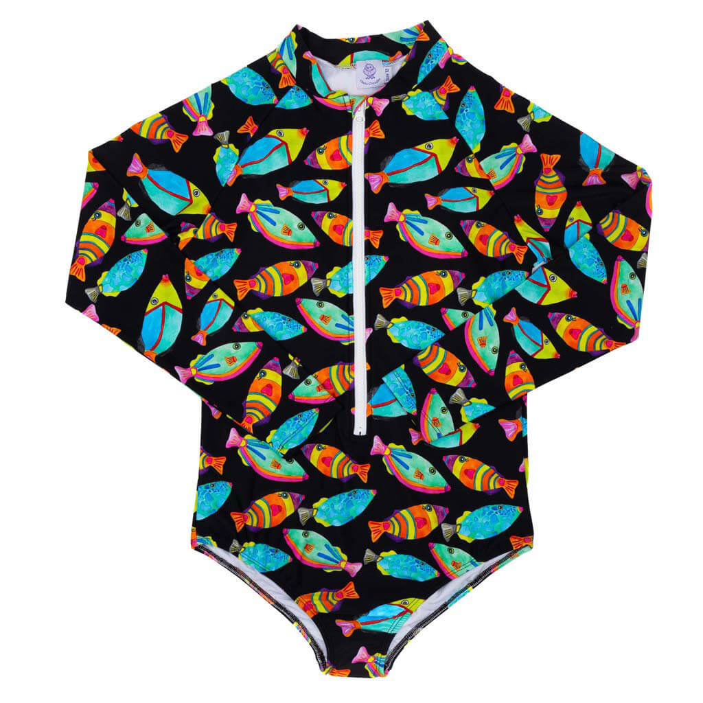 Neon Fish Women's Long Sleeve Zip Swimsuit Front Product