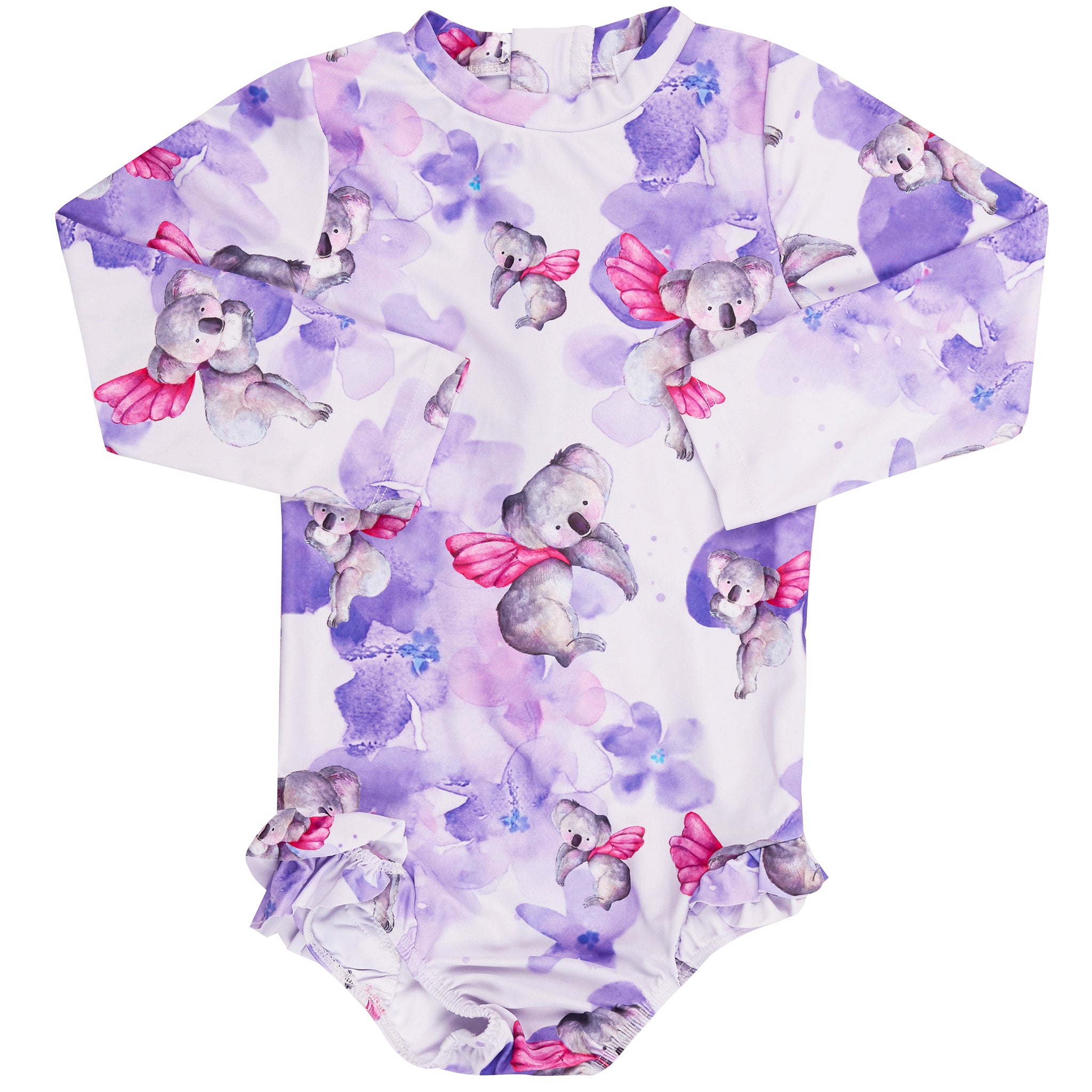 Fairy Koalas Girls Long Sleeve Back Zip Swimsuit - Cheeky Chickadee Store