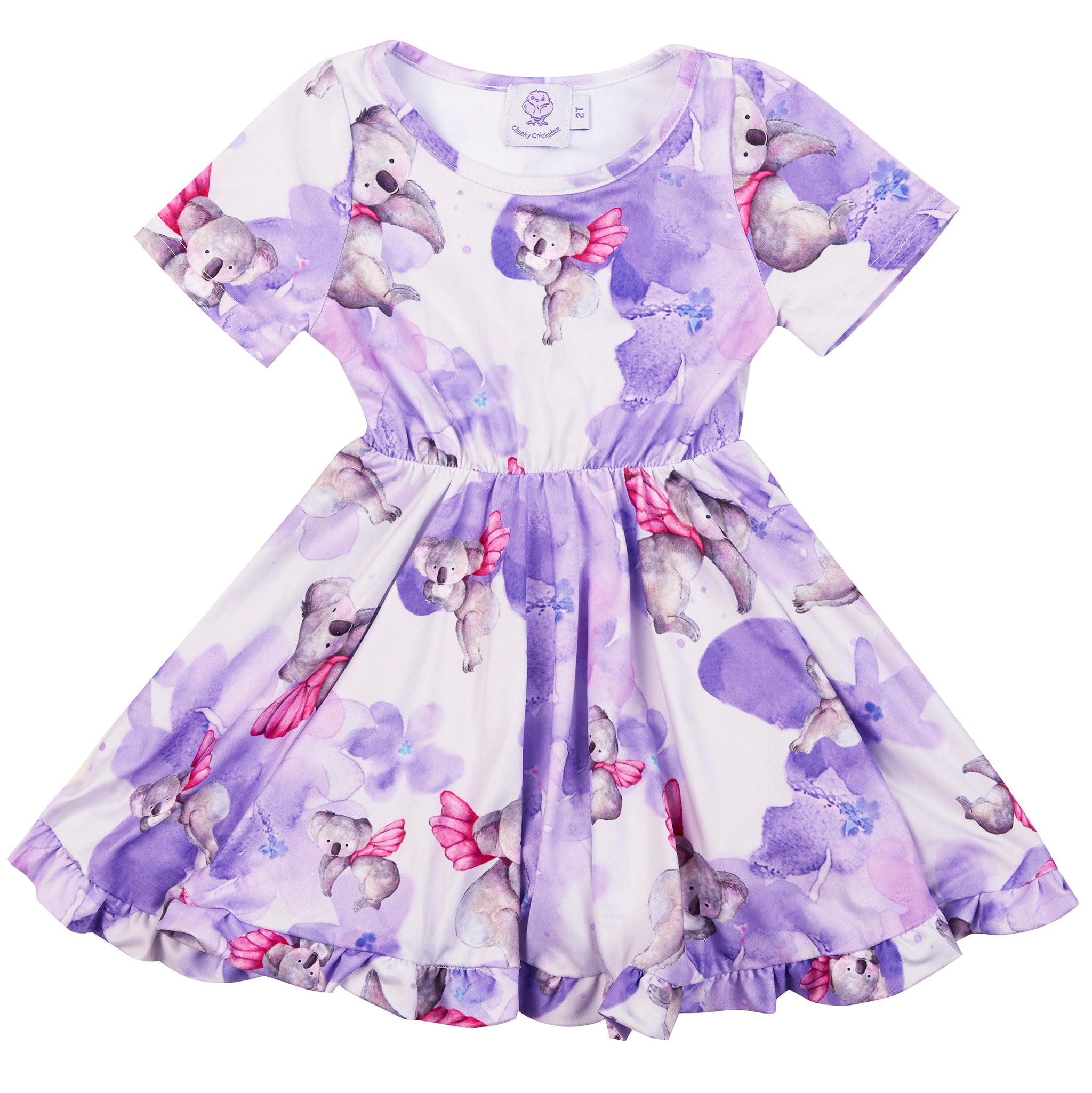 Fairy Koalas Short Sleeve Twirl Dress - Cheeky Chickadee Store