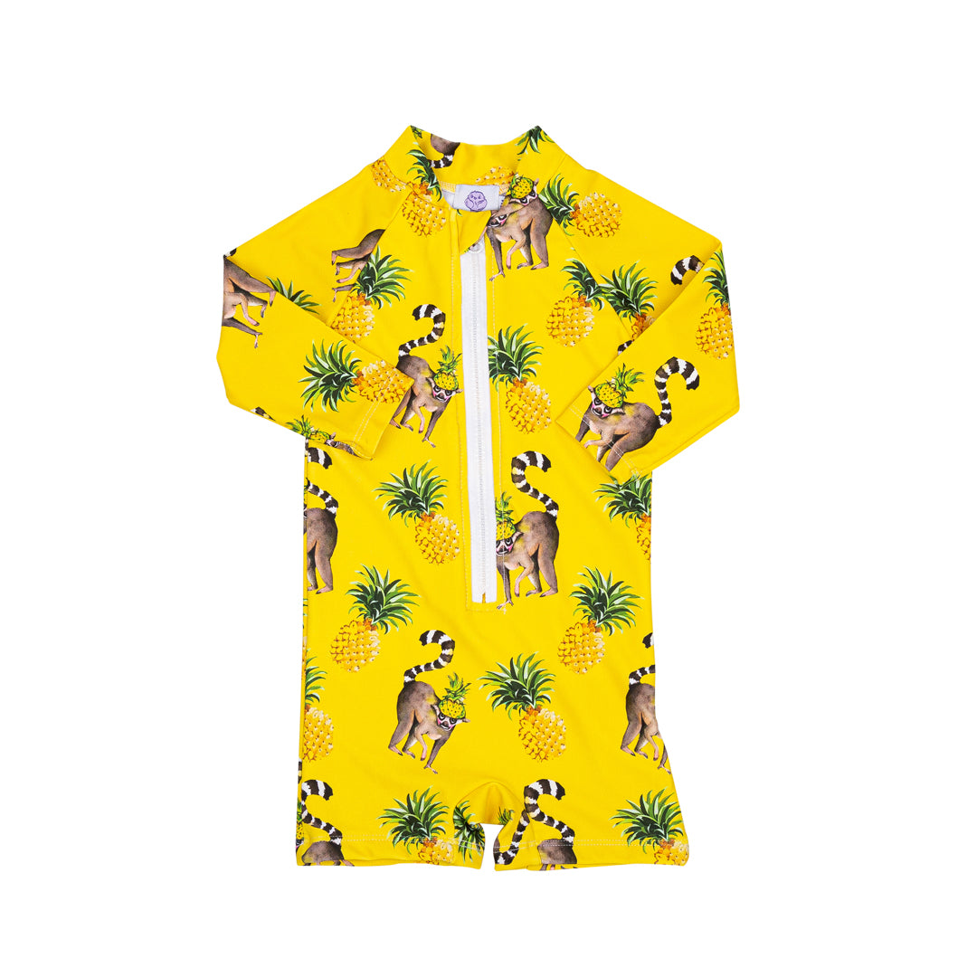 Pineapple Lemurs Unisex Long Sleeve Zip Swimmers - Cheeky Chickadee Store