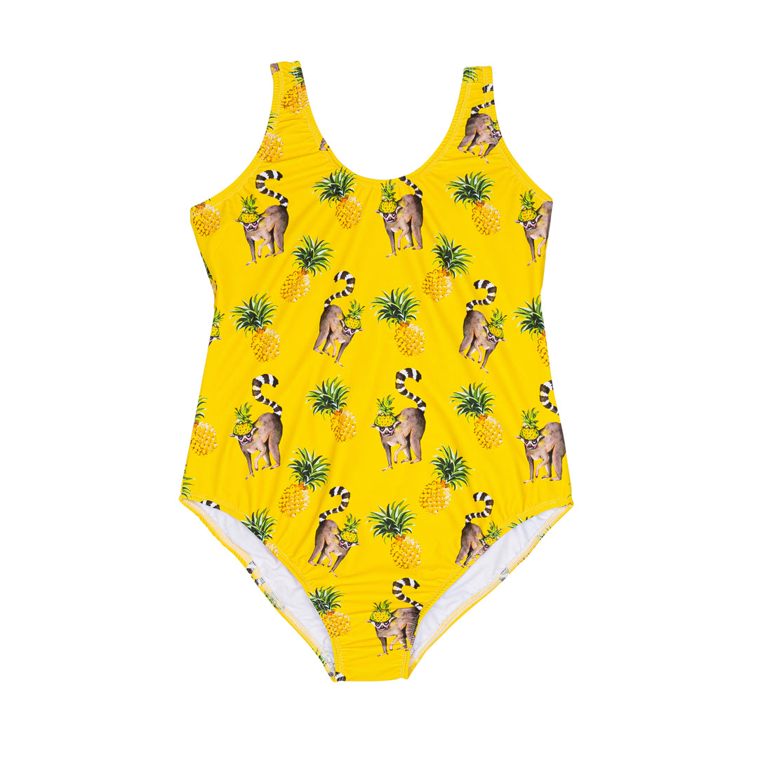 Pineapple Lemurs Women's One Piece Sleeveless Swimsuit - Cheeky Chickadee Store