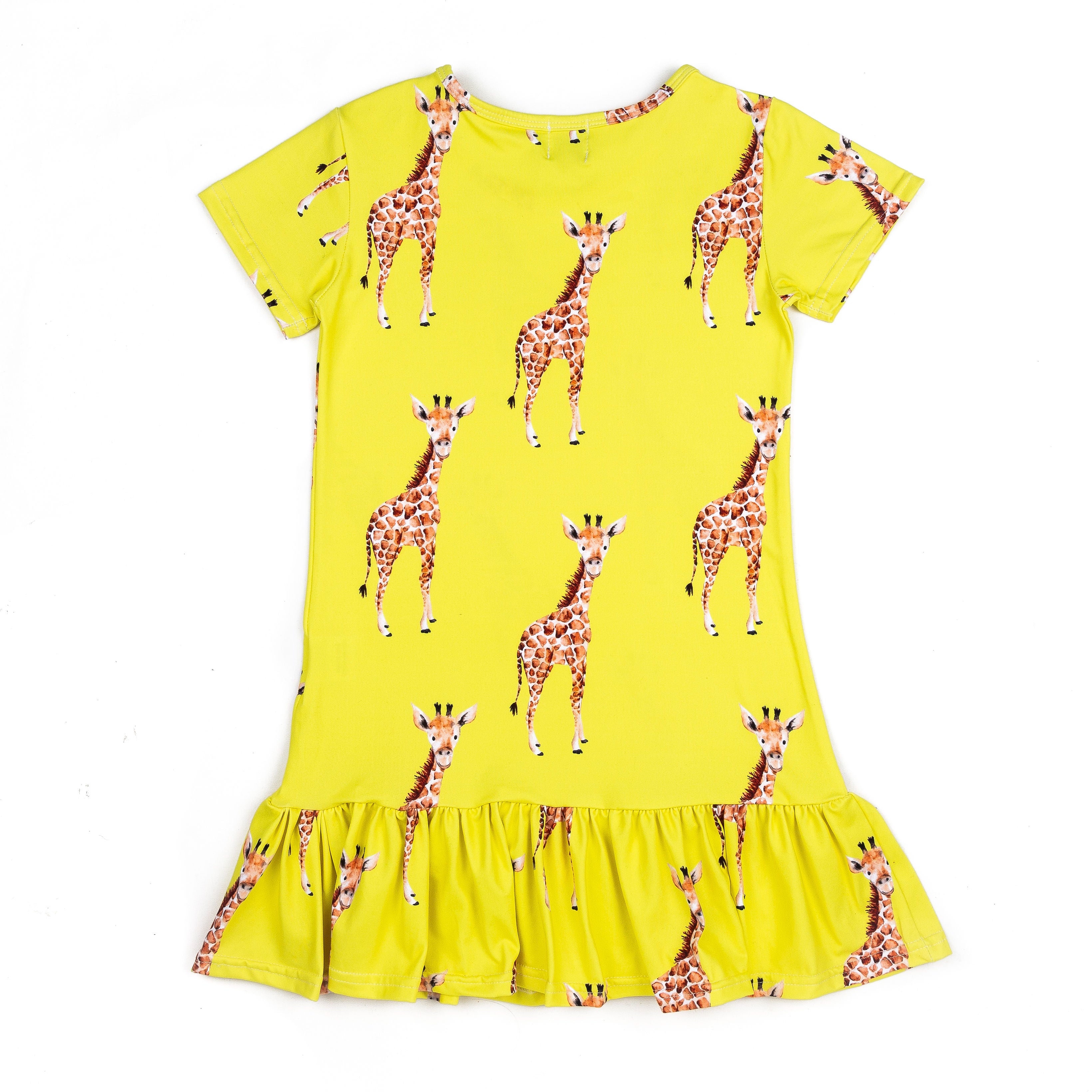 Yellow Giraffe Frill Dress - Cheeky Chickadee Store