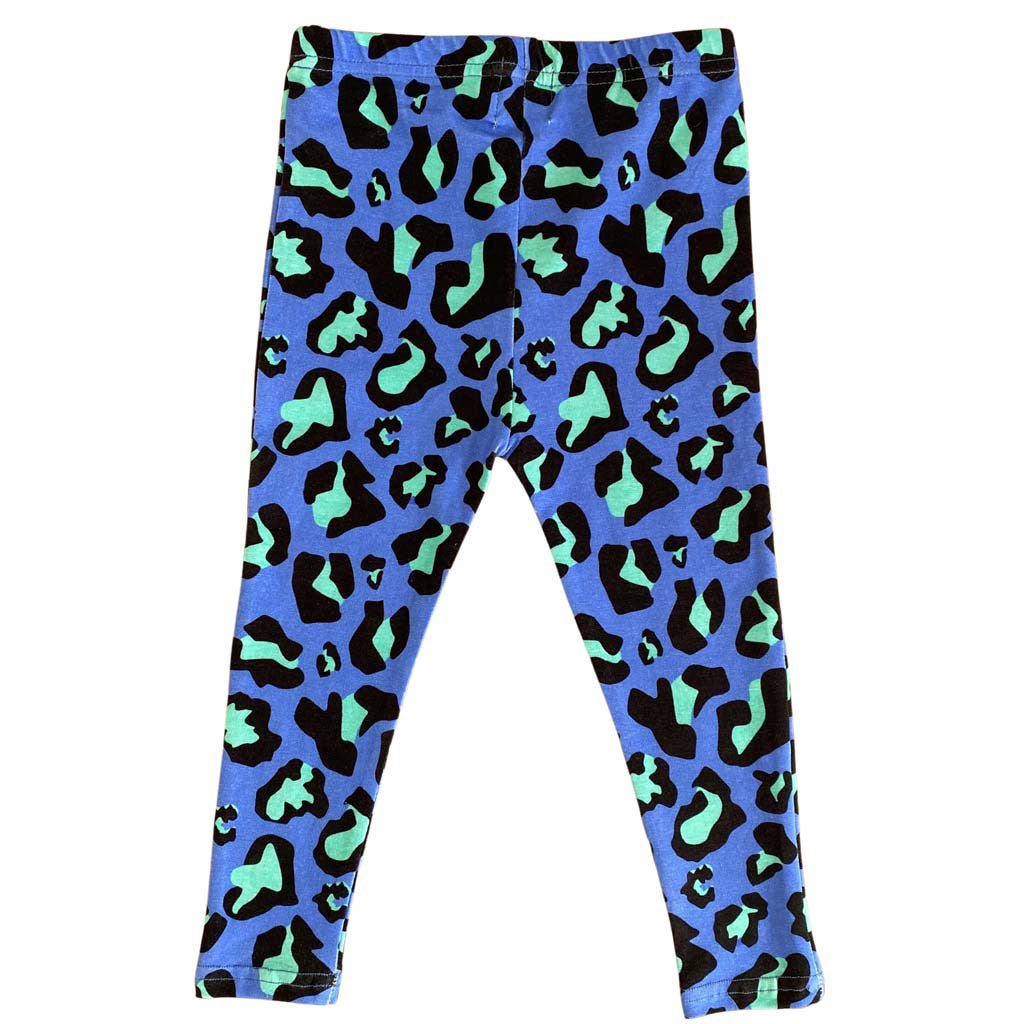 Azure Blue Leopard Kids' LeggingsBack Product