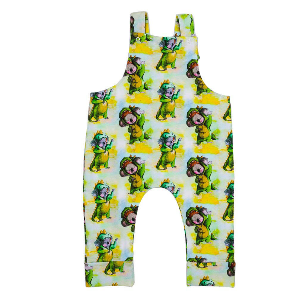 Dinosaur Koala Long Leg Overalls Front Product