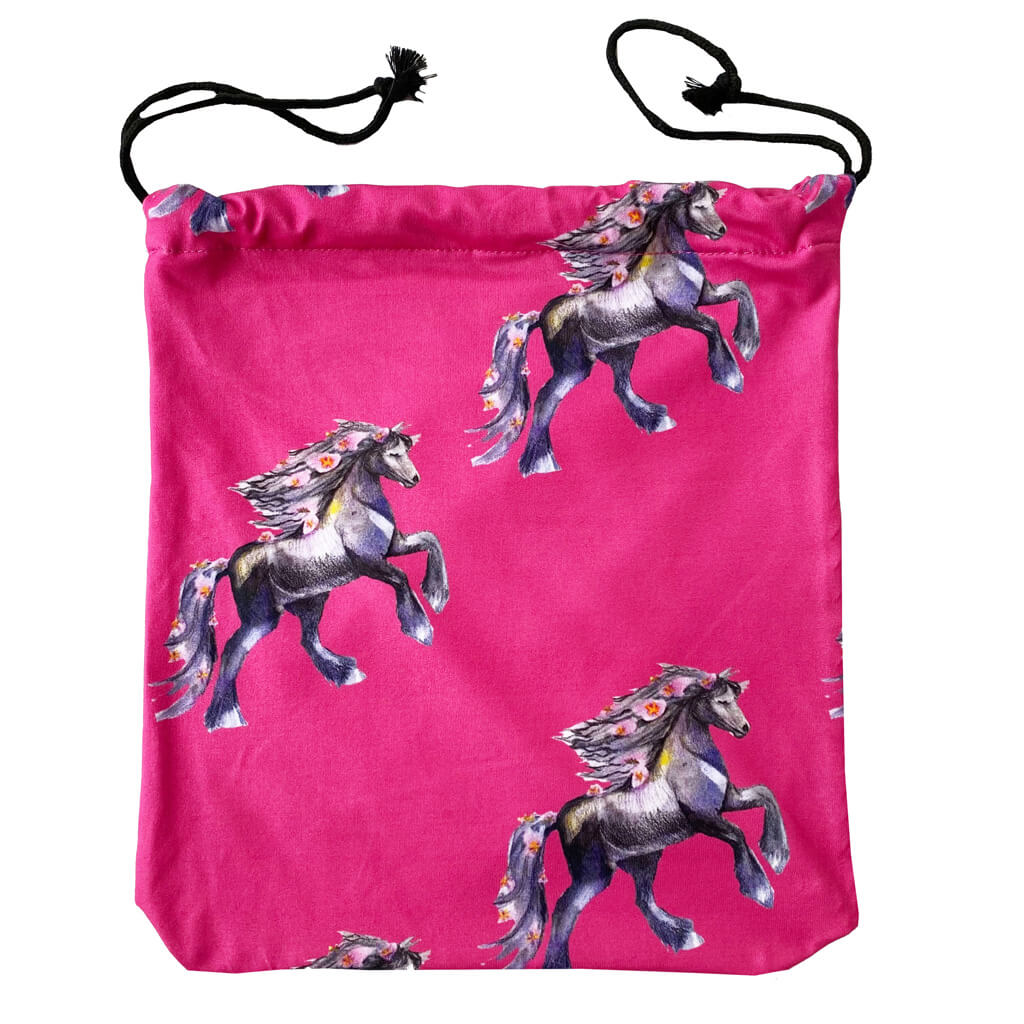 Fluro Horses Girls Long Sleeve Zip Swimmers Dust Bag