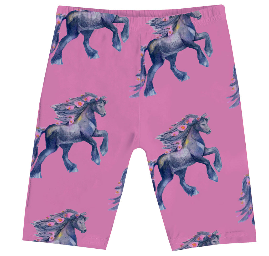 Pink Horses Kids' Bike Shorts