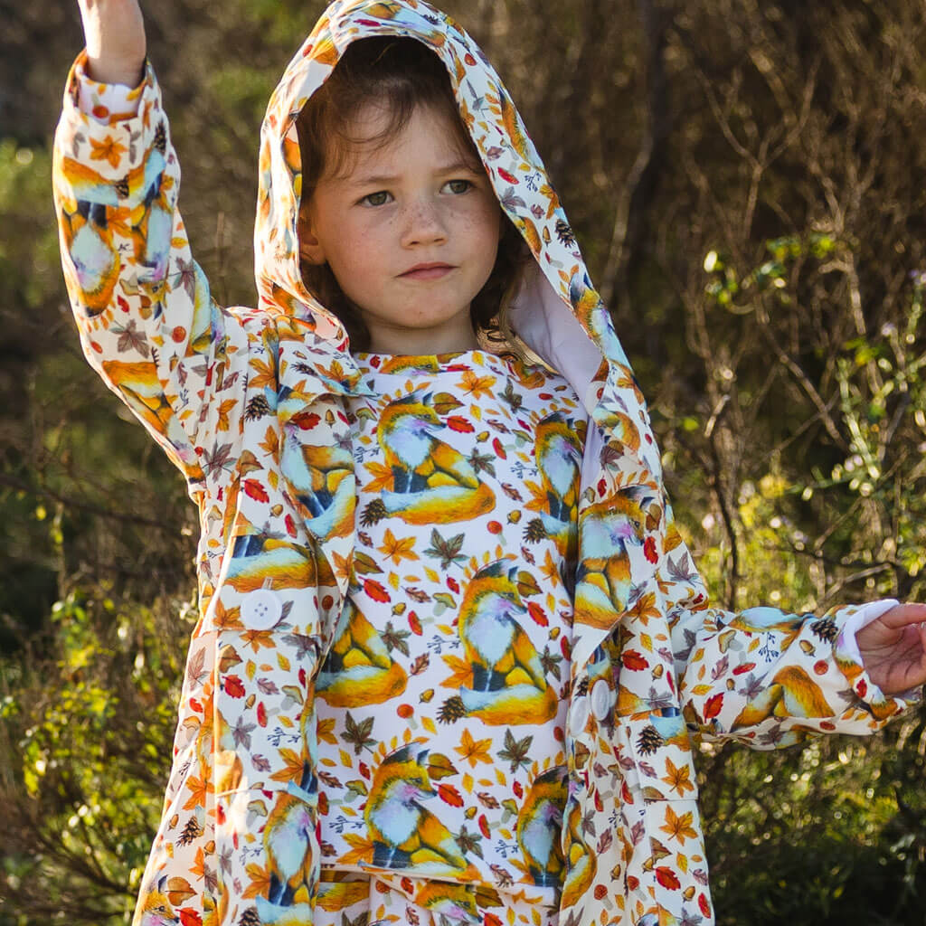 Little Girl Wearing Products Maple Fox Kids' Jumper With Other Maple Fox Products