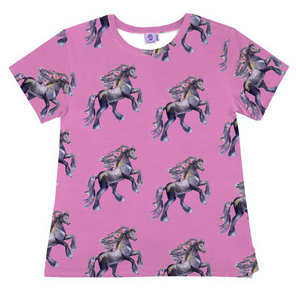 Pink Horses Women's Short Sleeve Tee Shirt