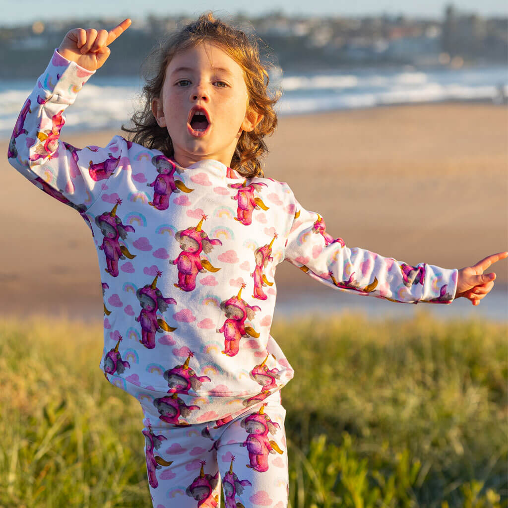 Girl Wearing Unicorn Koala Kids' Jumper