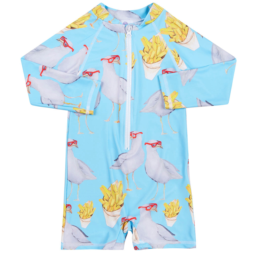 Seagulls and Chips Unisex Long Sleeve Zip Swimmers