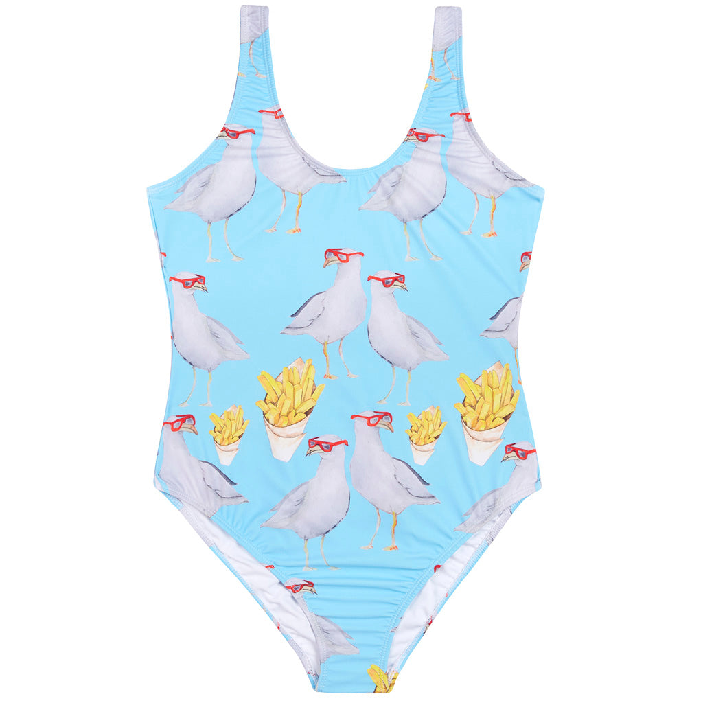 Seagulls and Chips Women's One Piece Sleeveless Swimsuit