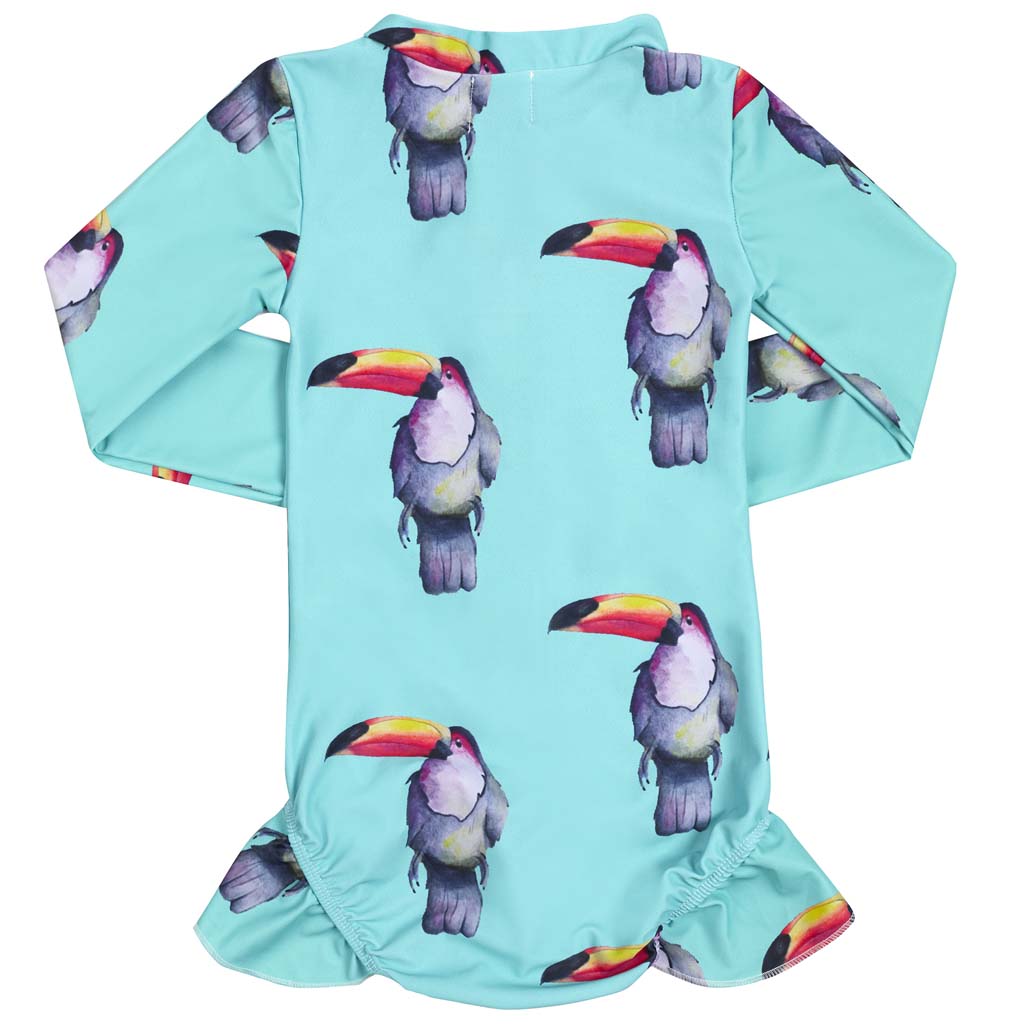 Toucan Girls Long Sleeve Zip Swimmers Back Product