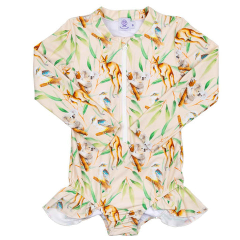 Australian Wildlife Unisex Long Sleeve Zip Swimmers