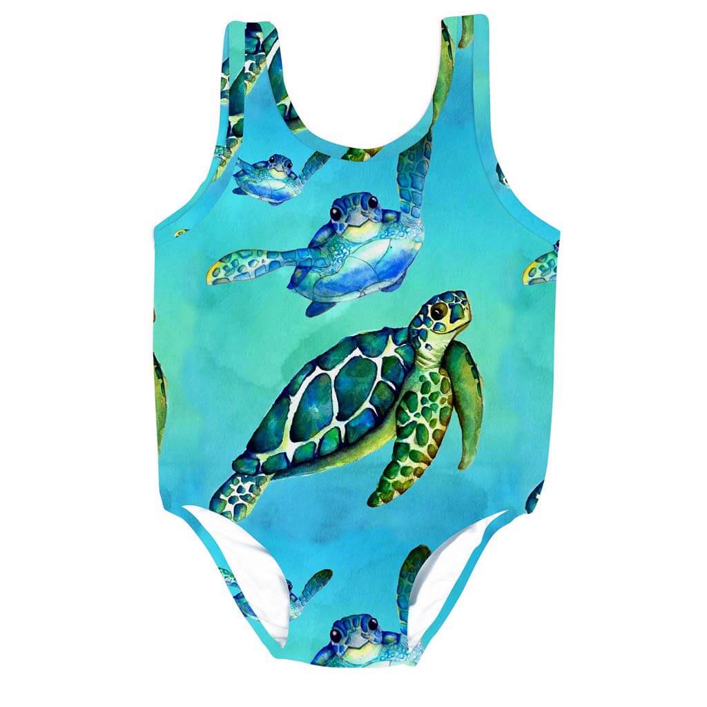 Blue Turtle Girls Sleeveless Swimmers Front Product