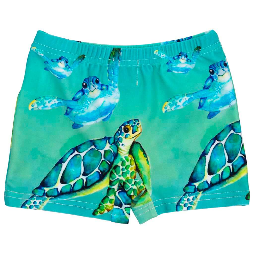 Blue Turtle Swim Shorts Back Product