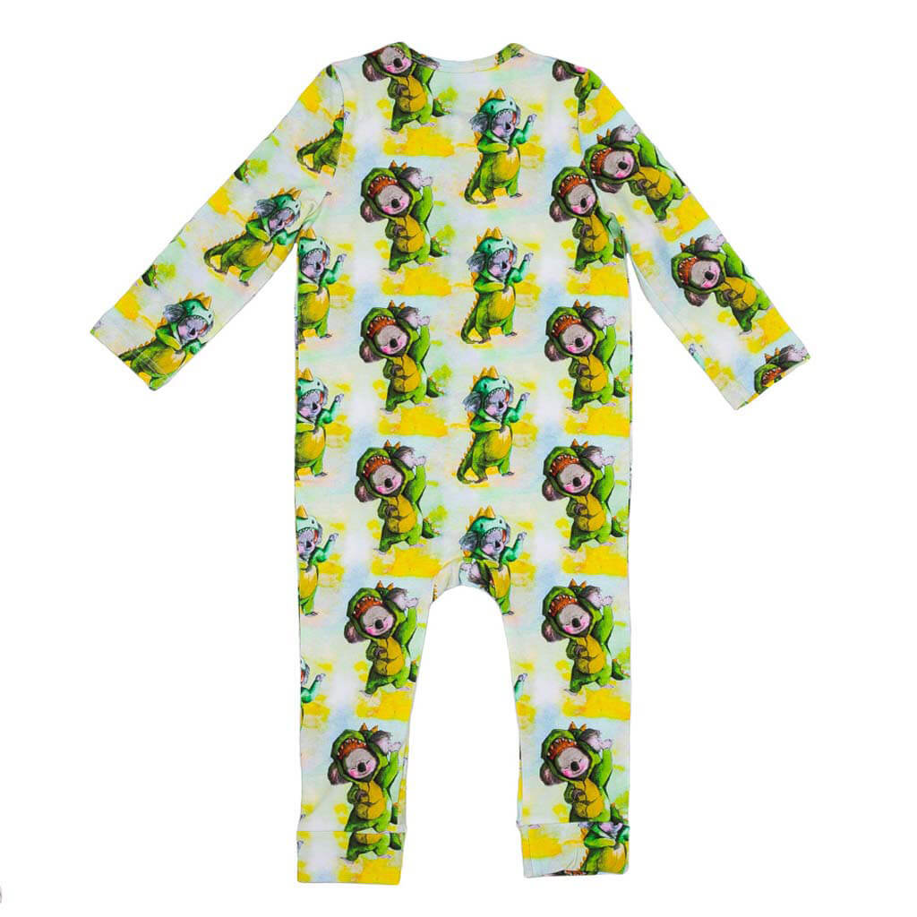 Dinosaur Koala Long Sleeve Double Zip Sleepsuit Back Product