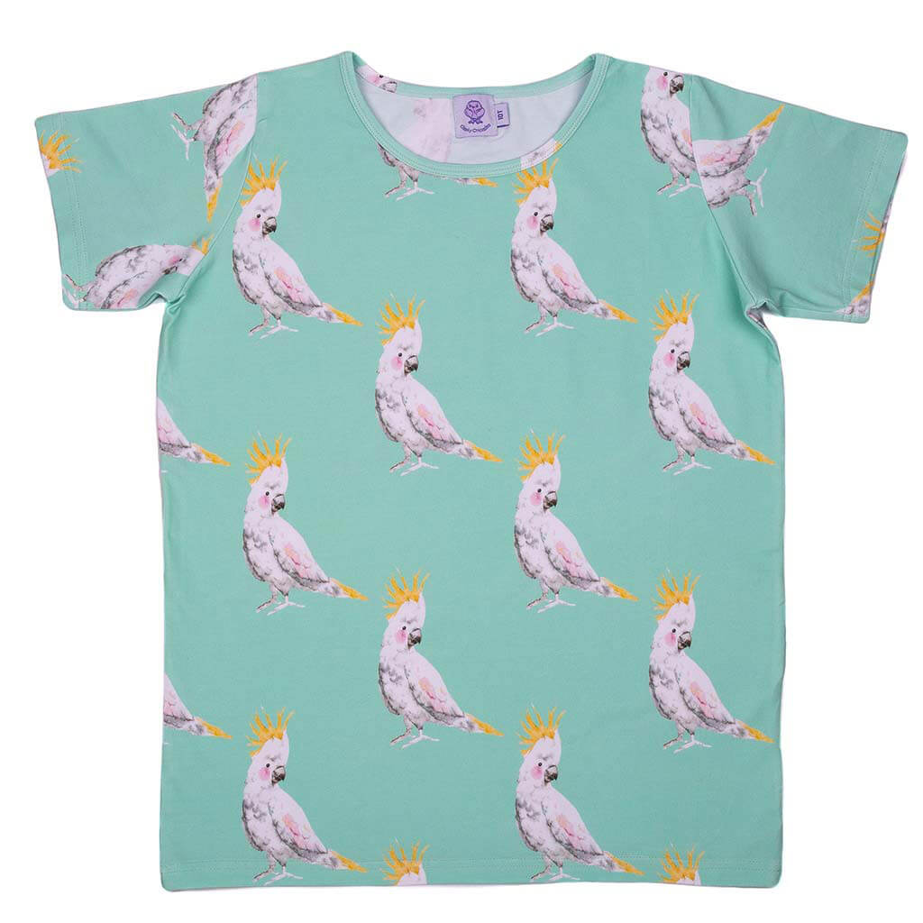 Green Cockatoo Short Sleeve Tee Front Product