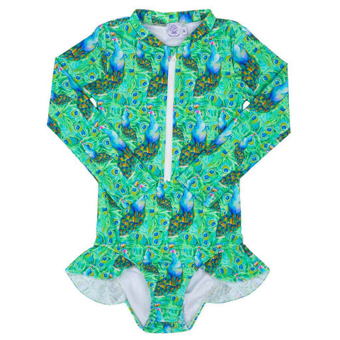 Green Seahorse Unisex Long Sleeve Zip Swimmers