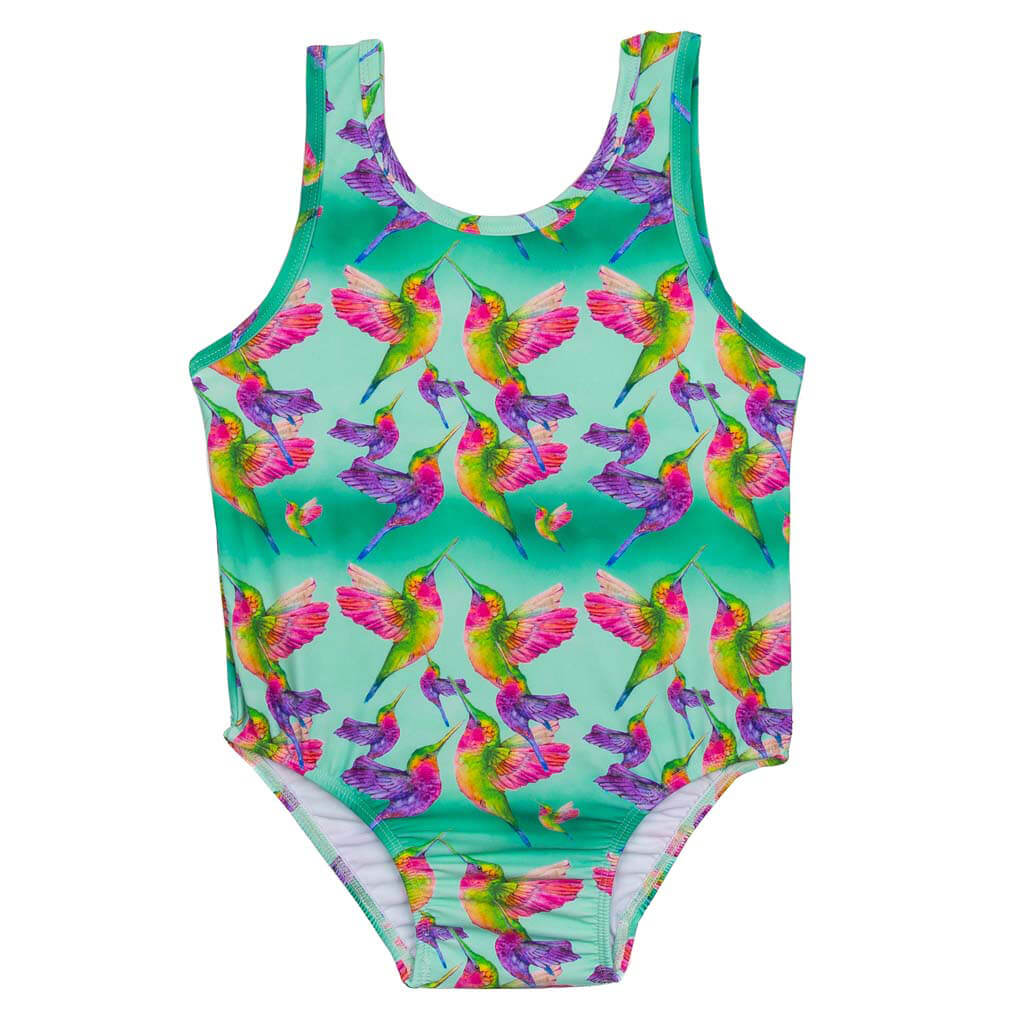 Hummingbirds Girls Sleeveless Swimsuit