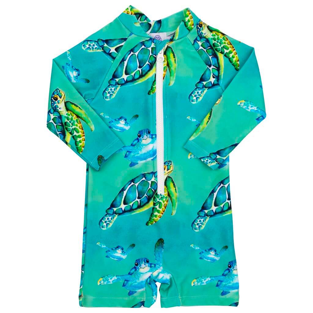 Blue Turtle Unisex Long Sleeve Zip Swimmers Front Product
