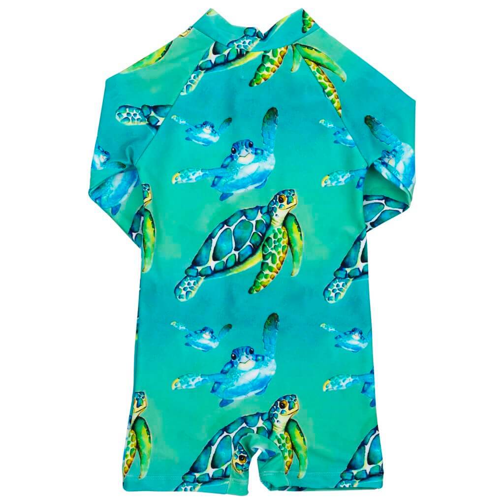 Blue Turtle Unisex Long Sleeve Zip Swimmers Back Product