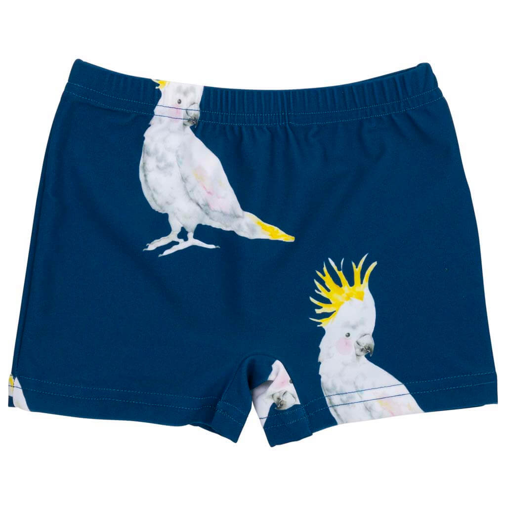 Navy Cockatoo Swim Shorts Front Product
