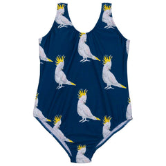 Navy Cockatoo Women's One Piece Sleeveless Swimmers Front Product