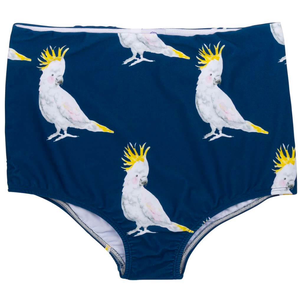 Navy Cockatoo Women's Two Piece Swimmers Swim Bottoms Front Product
