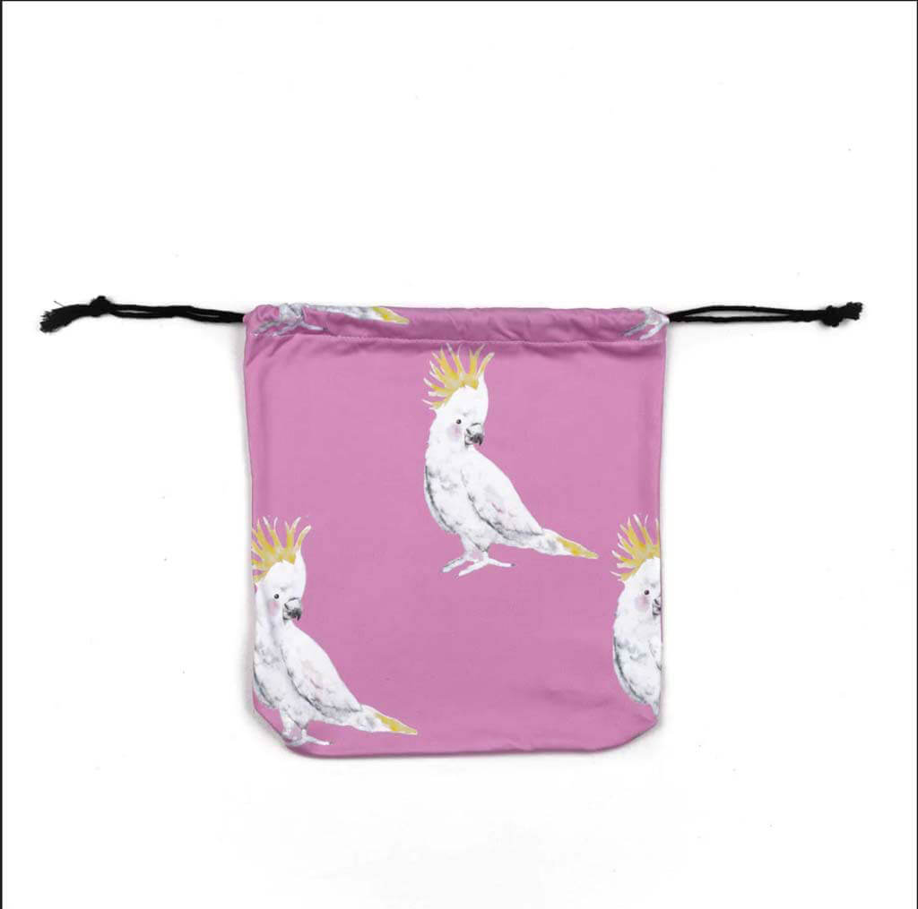 Pink Cockatoo Long Sleeve Girls Zip Swimmers Gift Bag