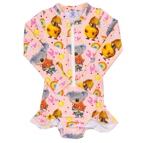 Australian Wildlife Unisex Long Sleeve Zip Swimmers