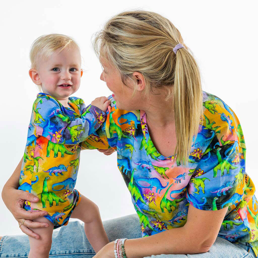 Baby Wearing Rainbow-saurus Long Sleeve Onesie