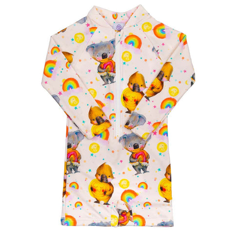 Australian Wildlife Unisex Long Sleeve Zip Swimmers