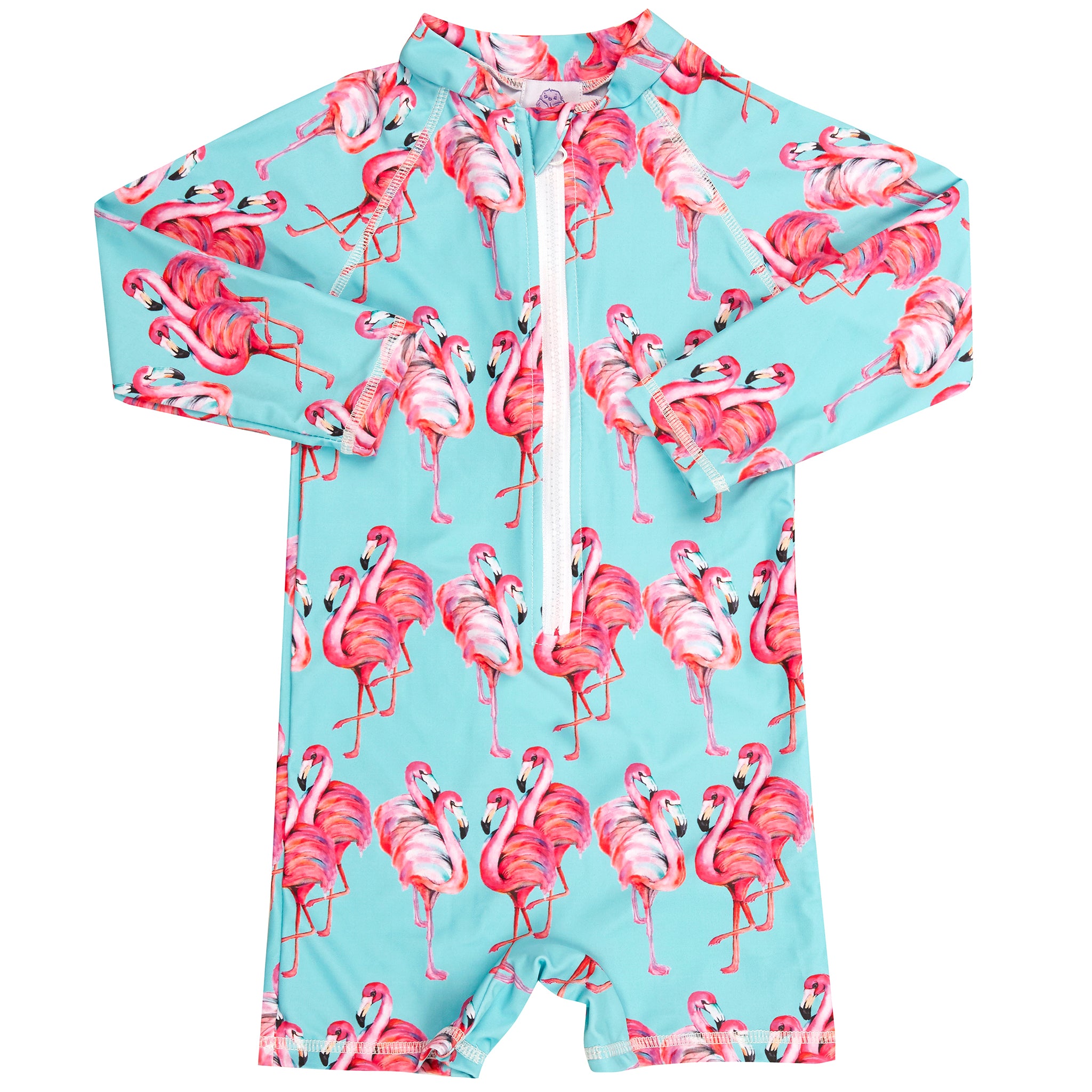 Aqua Flamingos Unisex Long Sleeve Zip Swimmers - Cheeky Chickadee Store