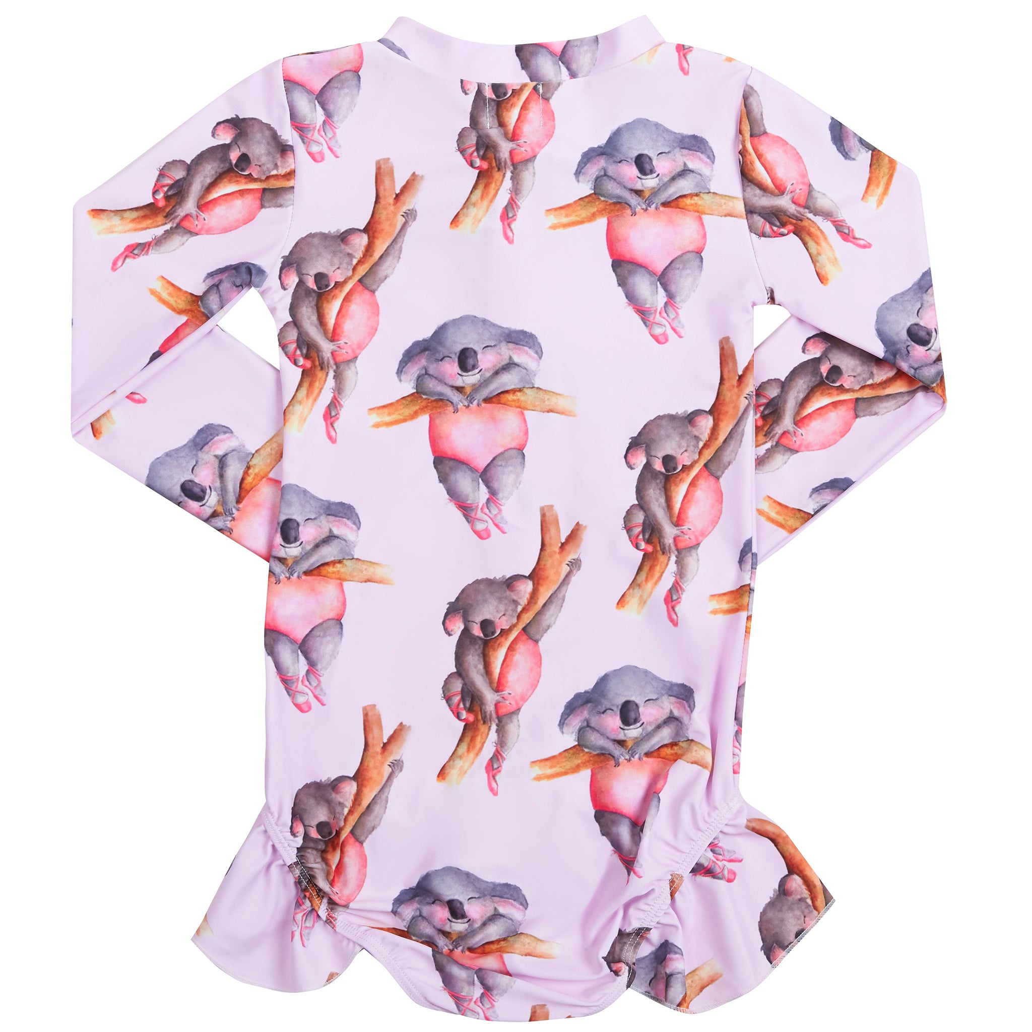 Dreaming Ballerina Girls Long Sleeve Zip Swimmers - Cheeky Chickadee Store