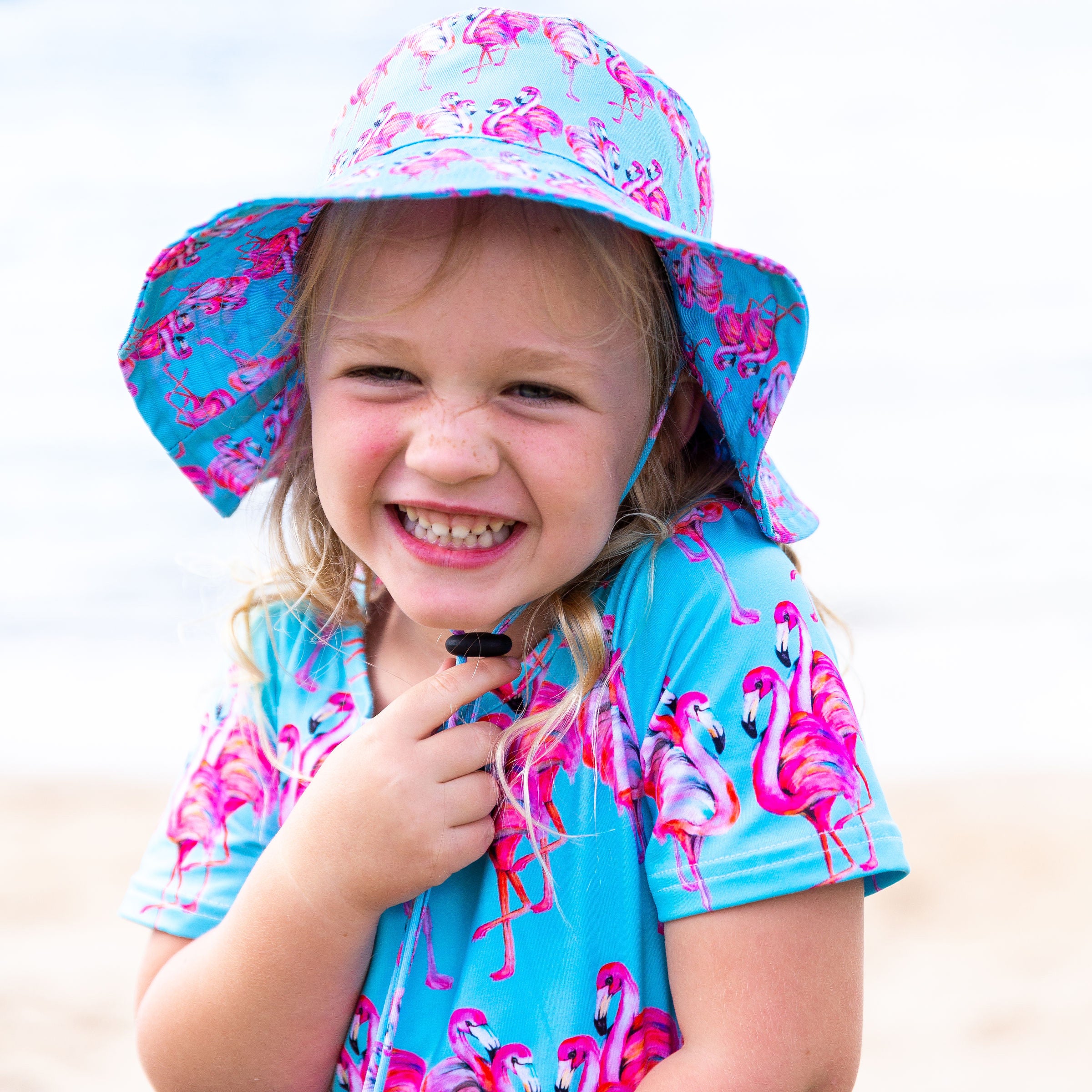 Aqua Flamingos Beach Hat - Cheeky Chickadee Store