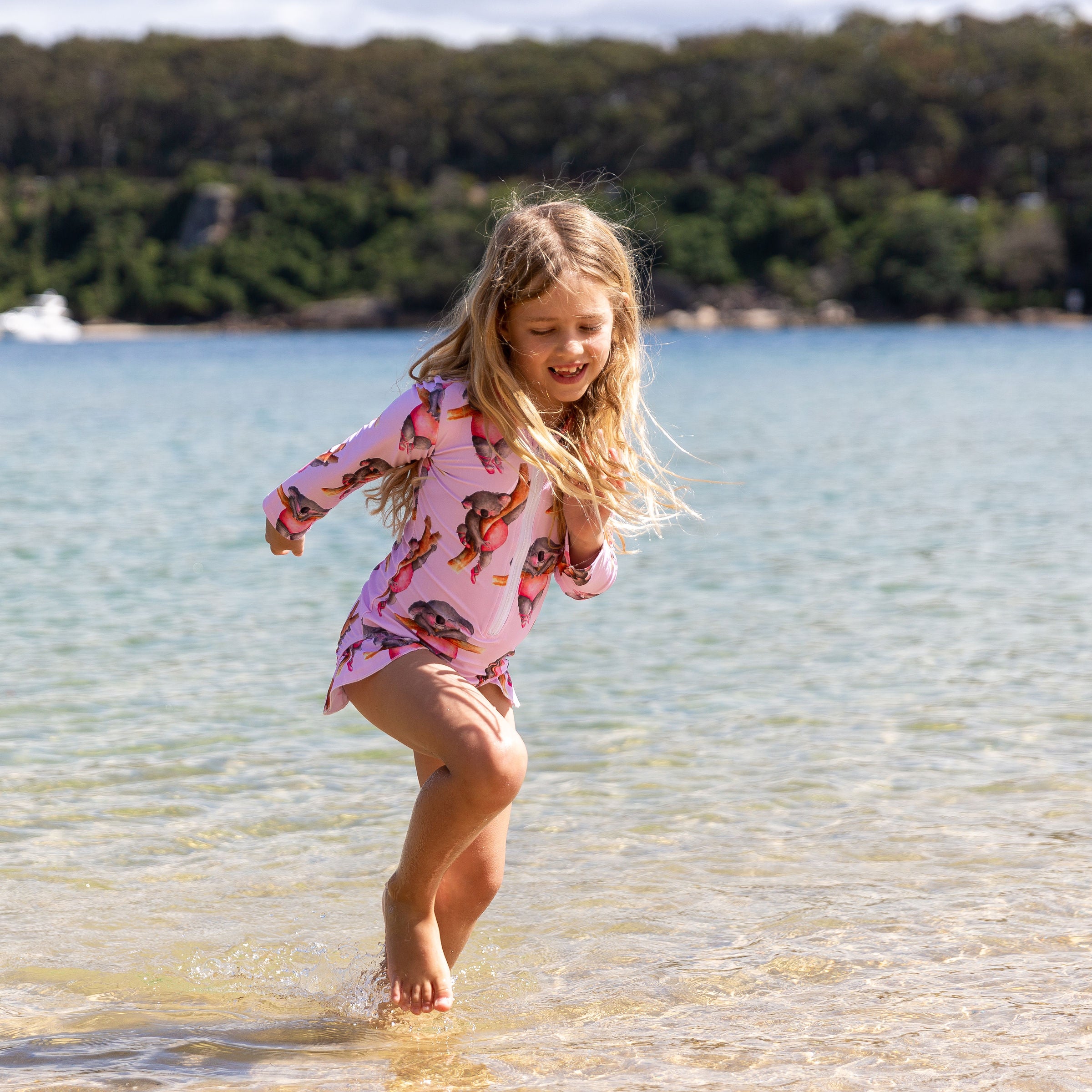 Dreaming Ballerina Girls Long Sleeve Zip Swimmers - Cheeky Chickadee Store