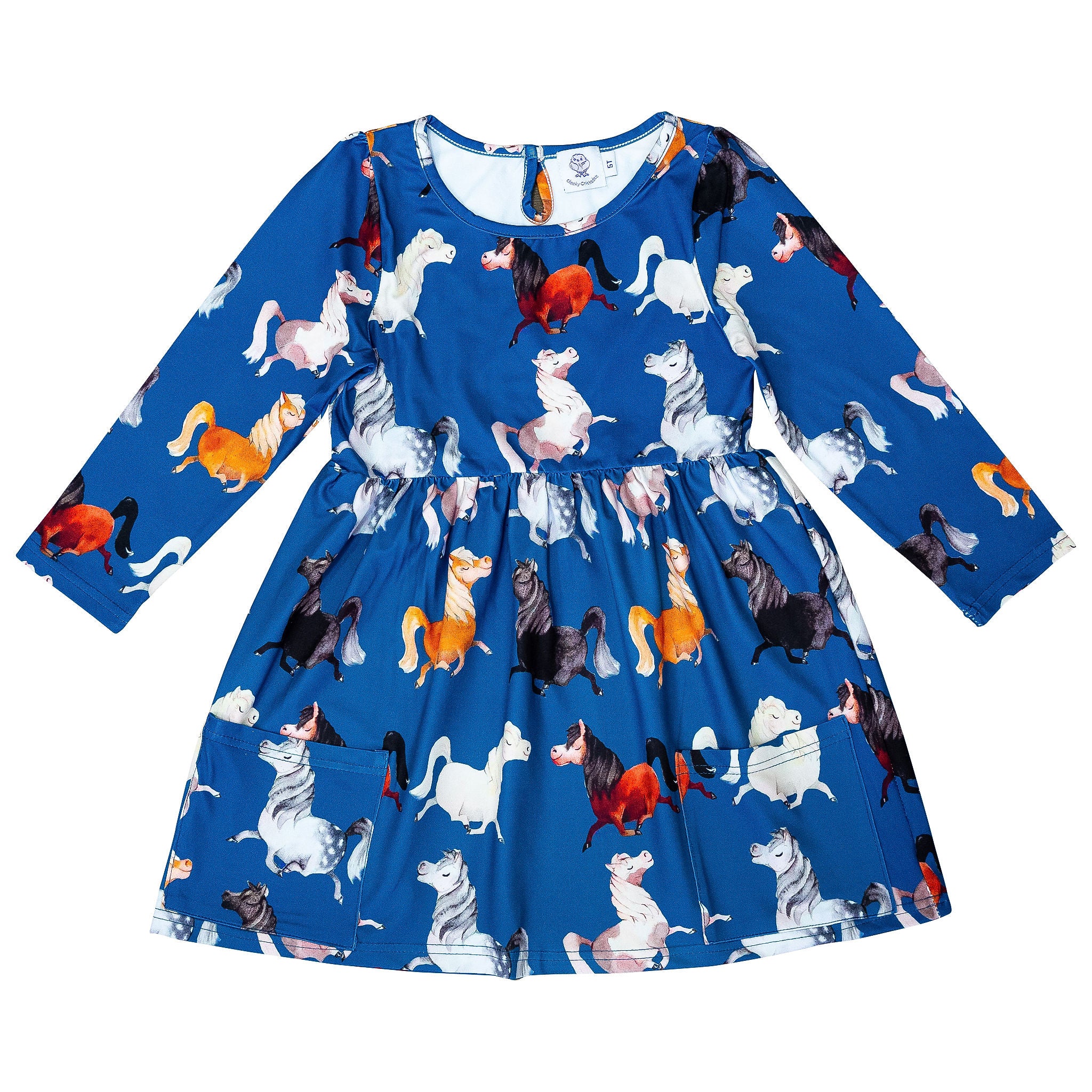 Prancing Ponies Long Sleeve Pocket Dress - Cheeky Chickadee Store