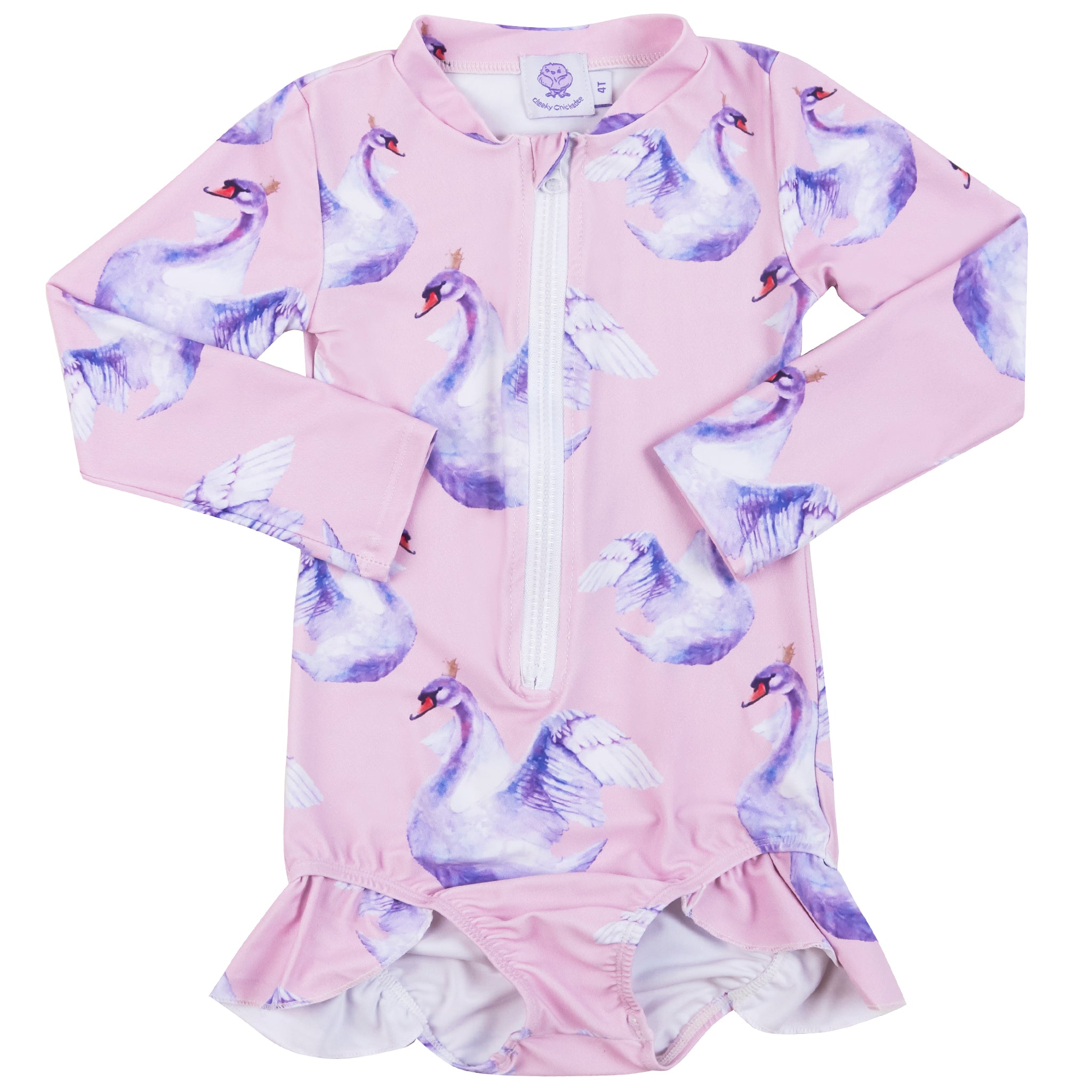 Swan Girls Long Sleeve Zip Swimmers - Cheeky Chickadee Store