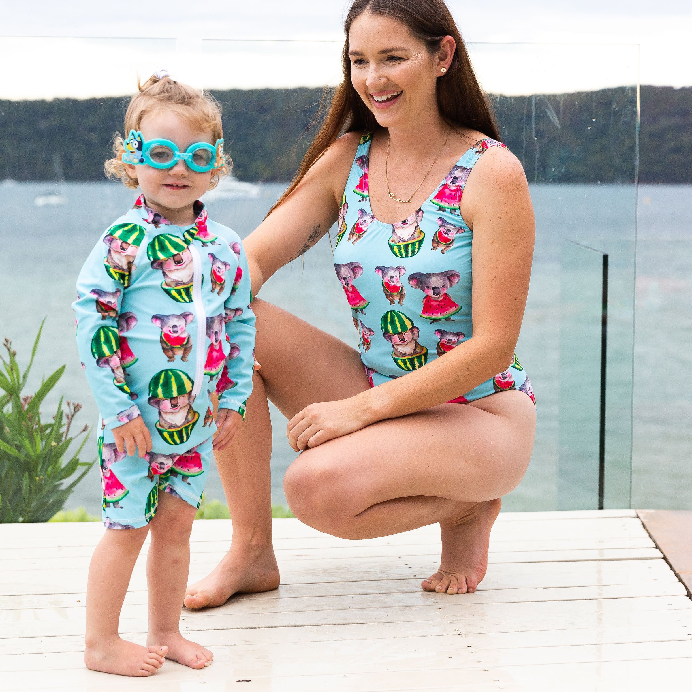 Watermelon Koalas Women's One Piece Sleeveless Swimsuit - Cheeky Chickadee Store
