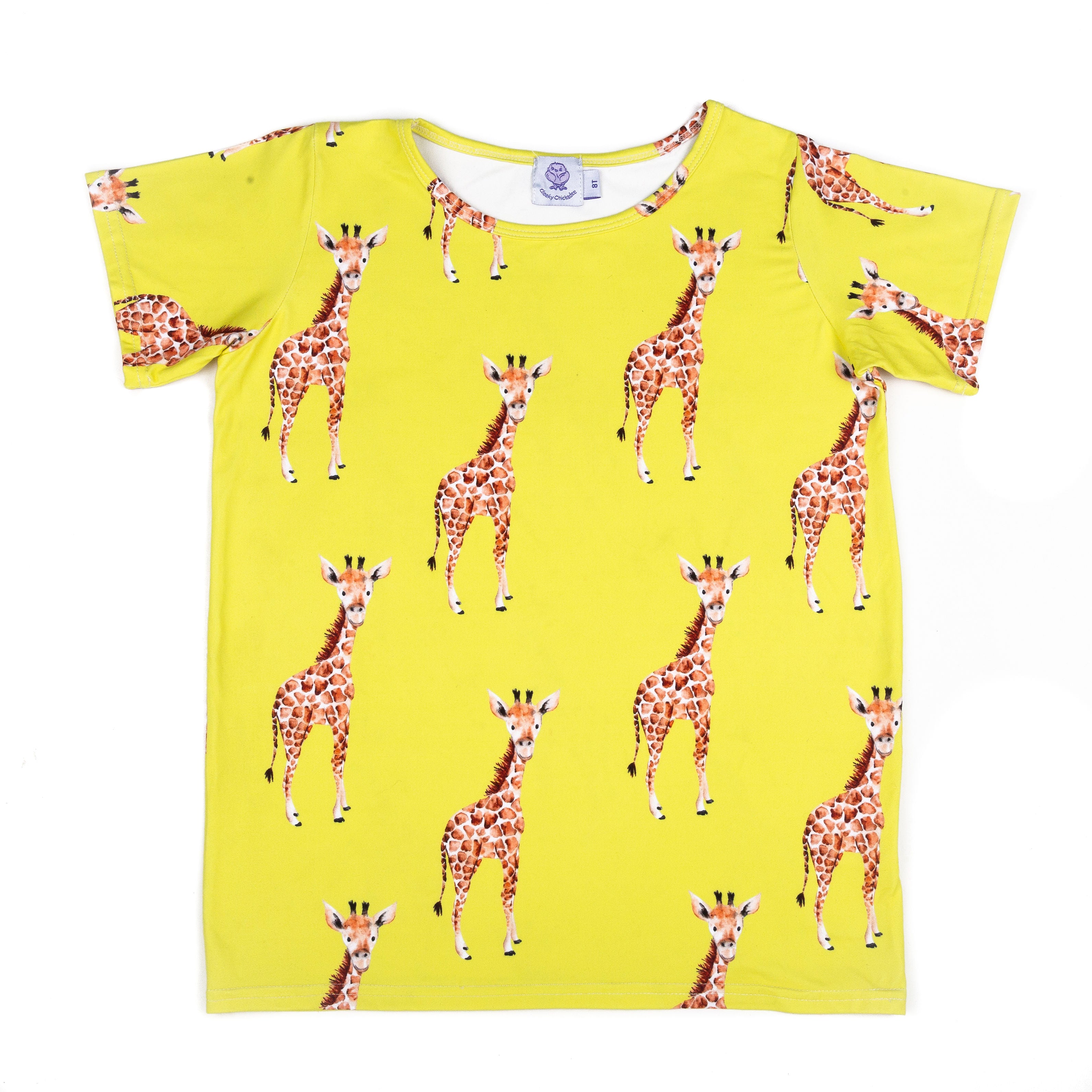 Yellow Giraffe Short Sleeve Tee - Cheeky Chickadee Store
