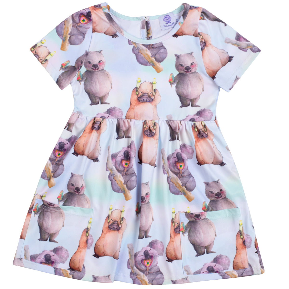 Ice Cream Animals Short Sleeve Pocket Dress - Cheeky Chickadee Store